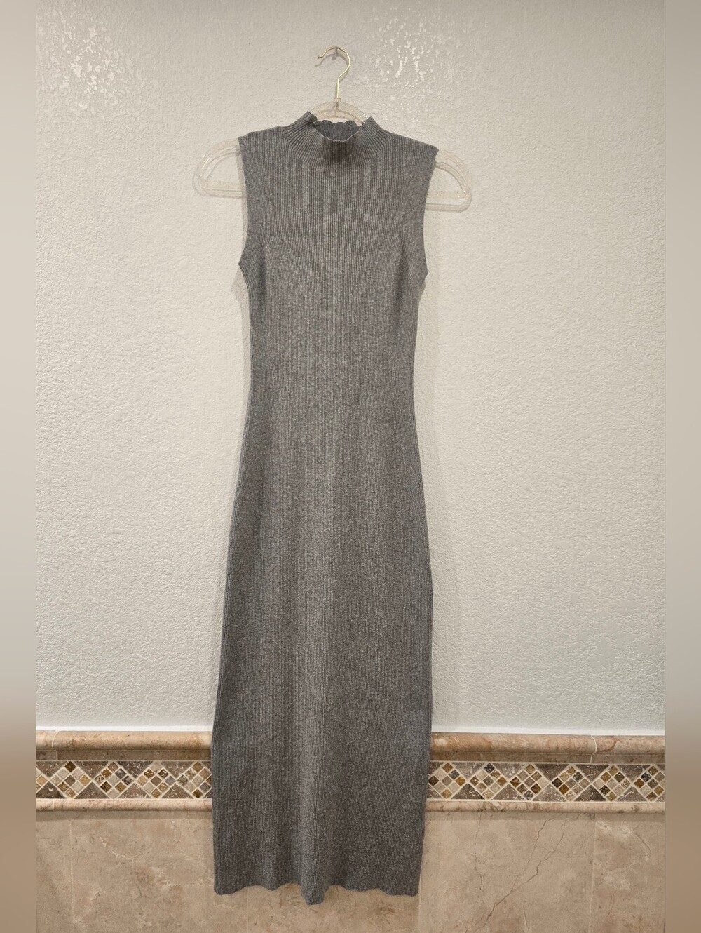 SNIDEL Knit Gray Ribbed Mock Neck OS - Picture 2 of 6
